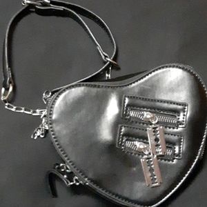 Shein (Out Of Stock)Gothic Small Chain Faux Leather Heart Shaped Chained Purse